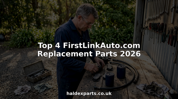 Technician inspecting replacement auto parts on workbench