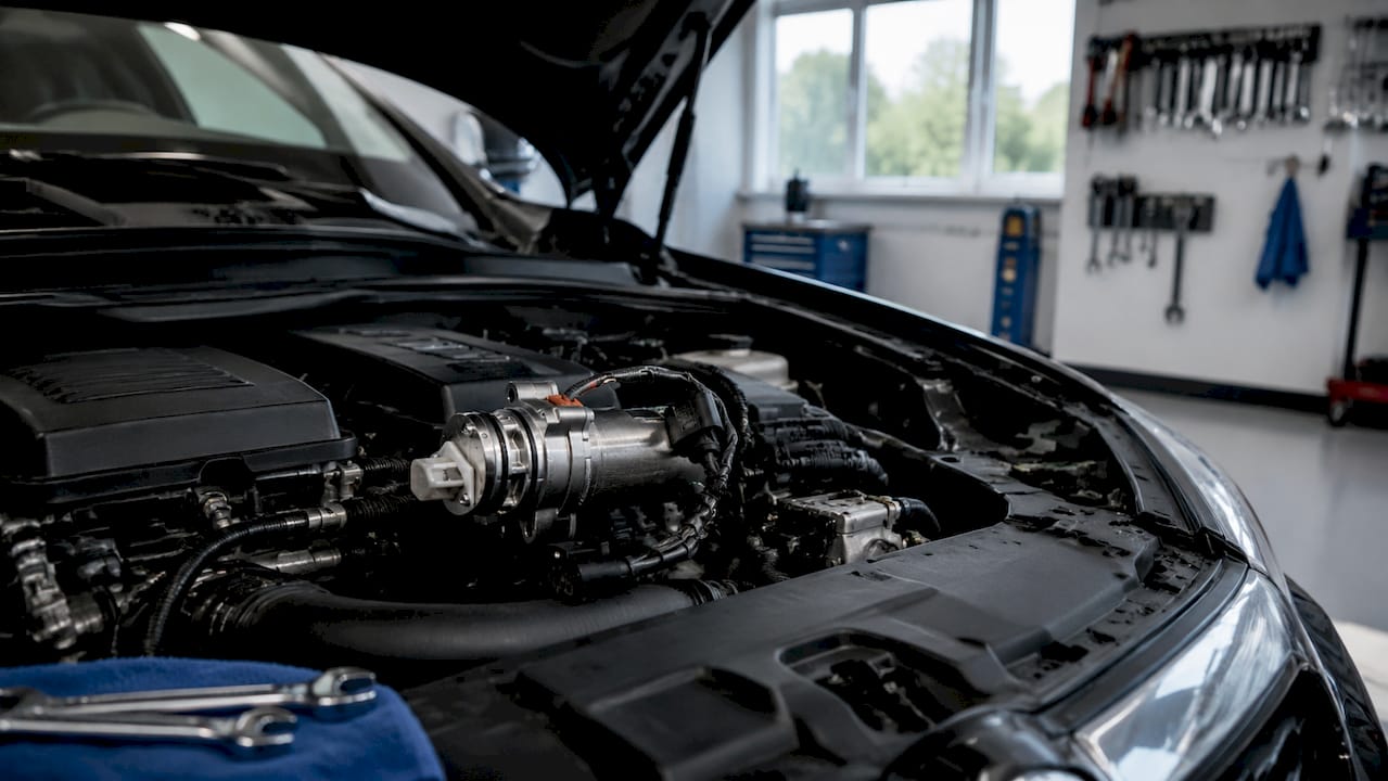Close-up of Haldex accumulator in AWD system