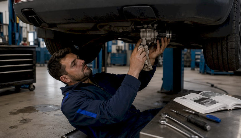 Mechanic installing Haldex LR003147 pump on Freelander 2