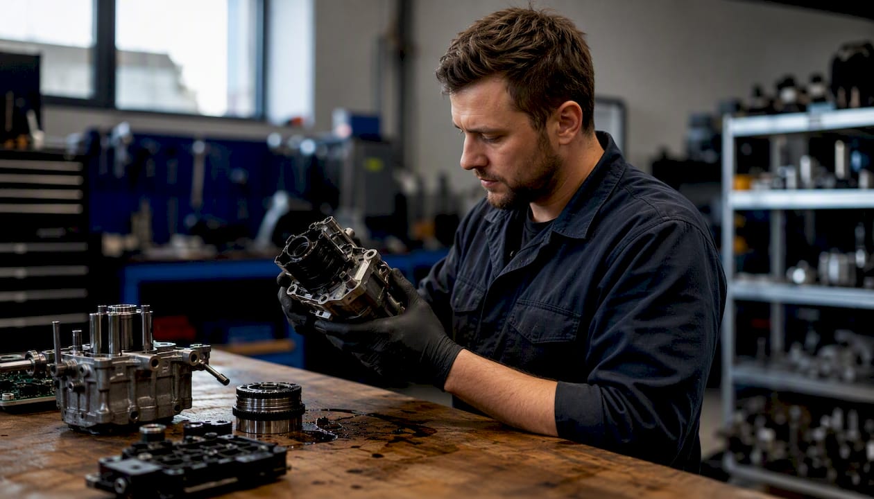 Hands removing Haldex Gen 4 pump