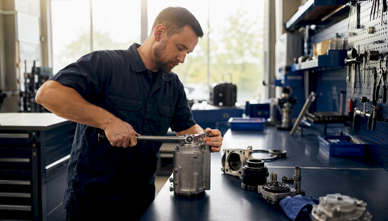 Hands servicing Haldex differential filter