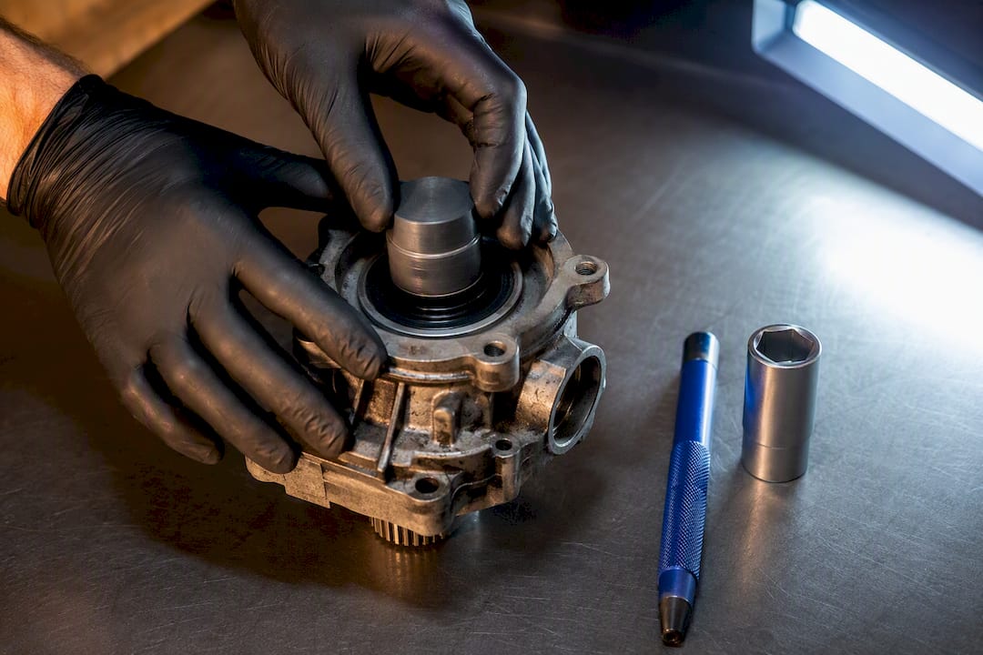 Technician installing seal in AWD coupling