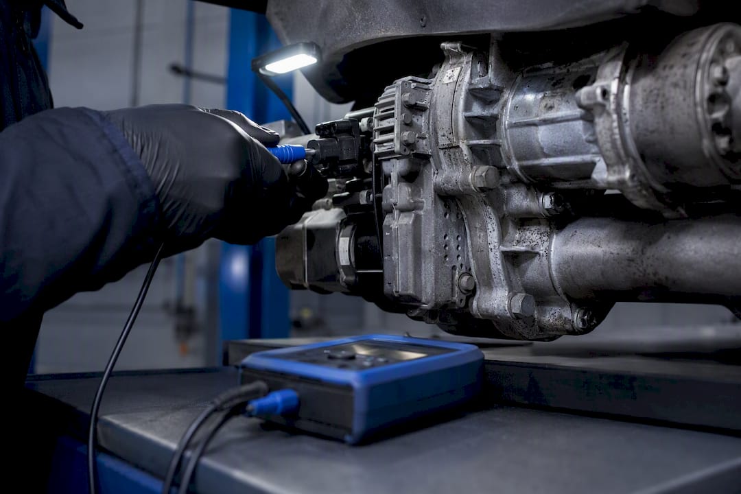 Technician checking an AWD coupling pump