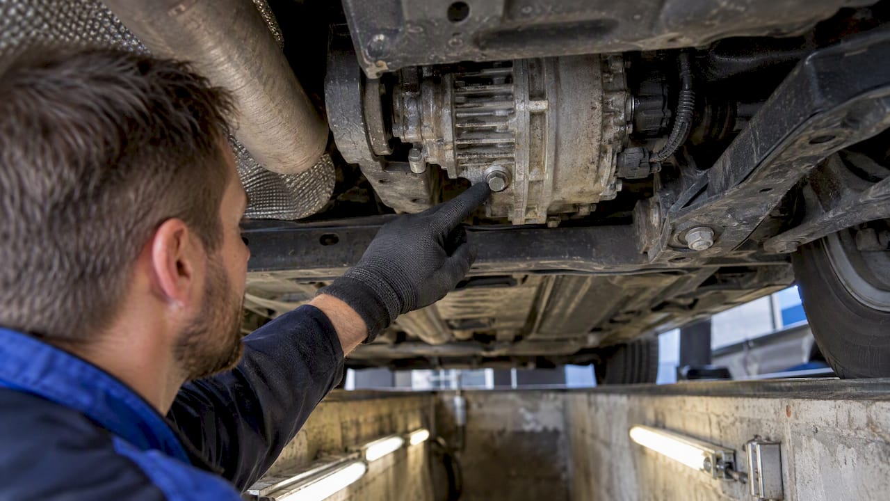 Mechanic locating a Haldex coupling fill plug