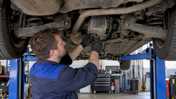 Technician inspecting a Volvo rear AWD coupling