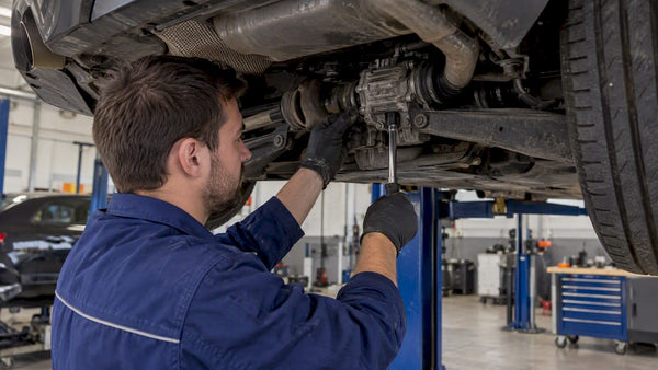 Mechanic servicing a TT Mk2 rear coupling